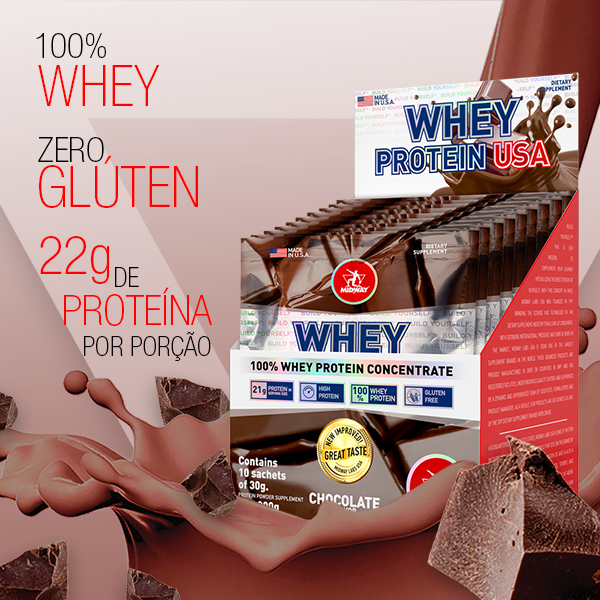 Whey Protein USA Display 10 x 30g  Chocolate