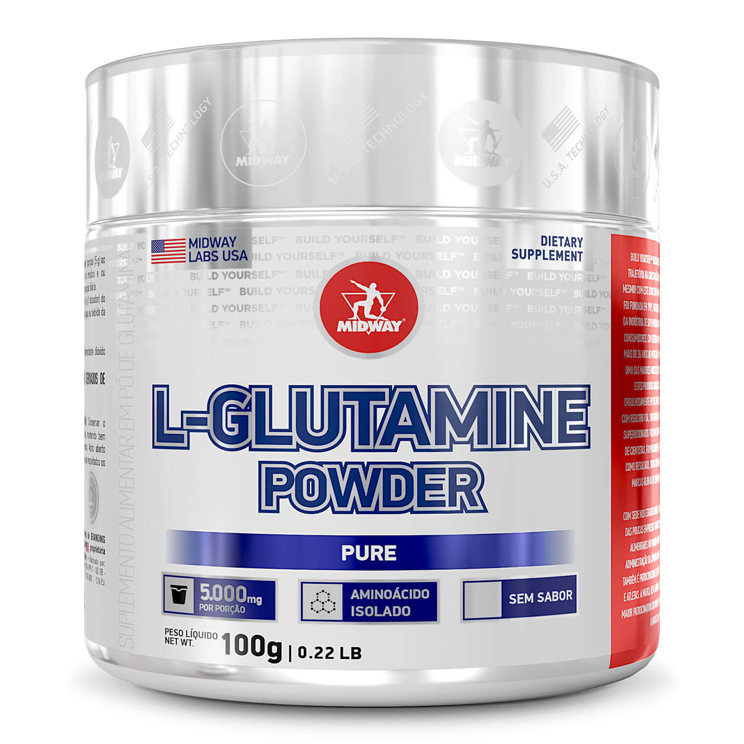 L-Glutamine Powder Pure 100 g  Sem sabor